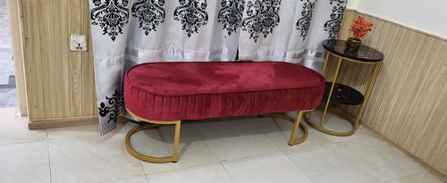 Customer photo review of 3 Seater Luxury Wooden Stool With Steel Stand -478