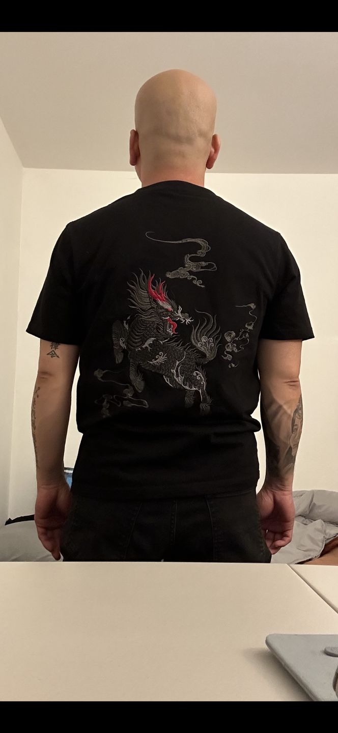 Customer photo review of The Kirin Embroidered Sukajan T-shirt