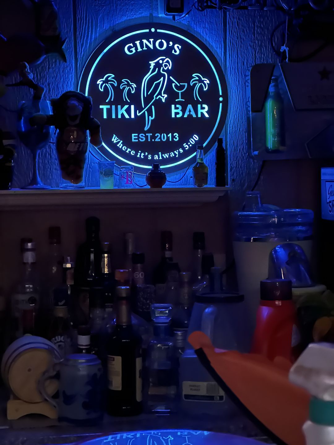 Customer photo review of Personalized Wooden LED Color Changing Tiki Bar Sign