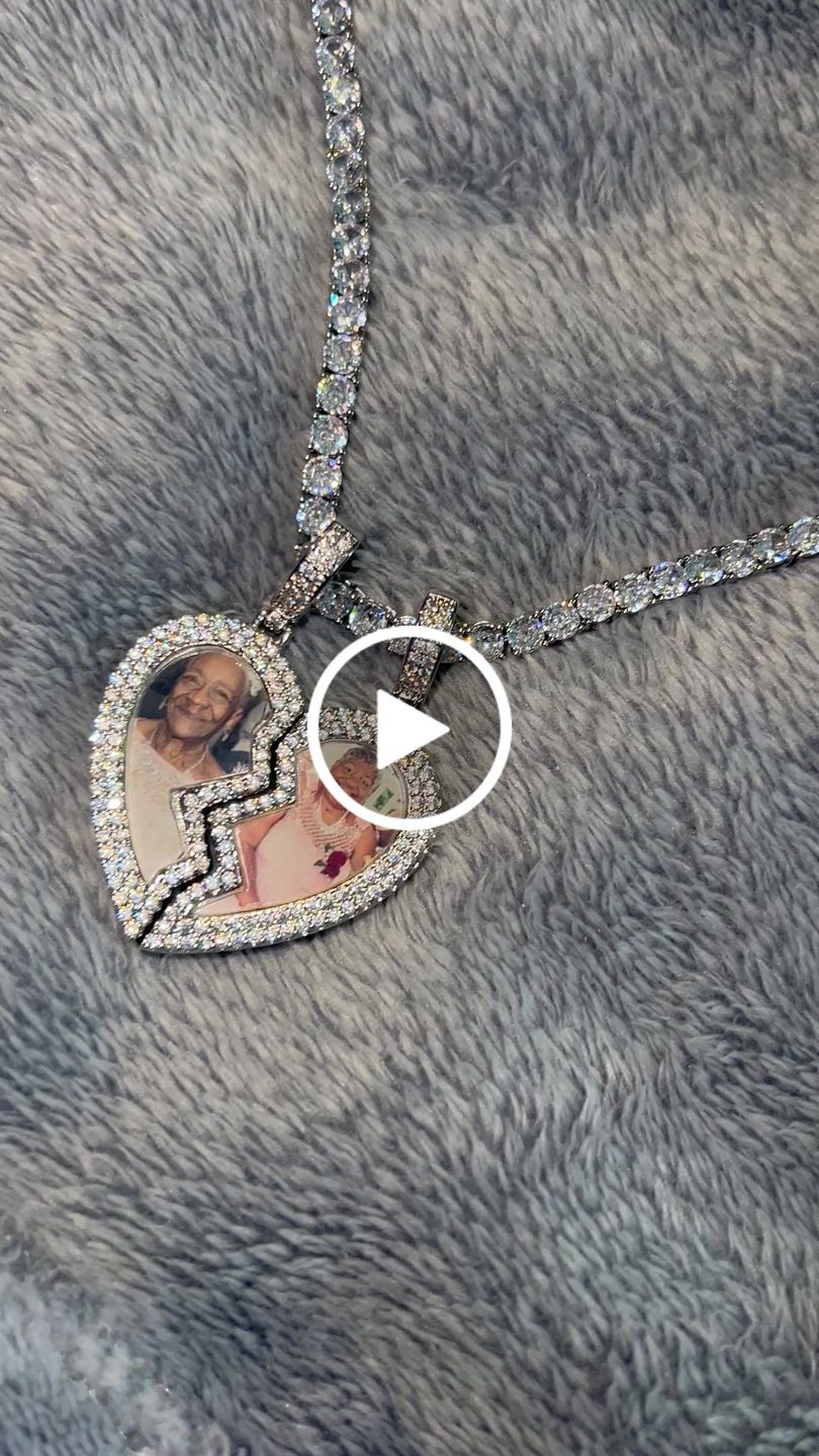 Customer video review of Split heart Custom picture necklace