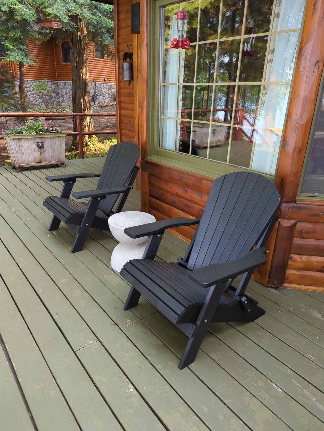 Customer photo review of DuraWeather Poly® King Size Folding Adirondack Chair - Exclusive Wood Grain Poly-resin