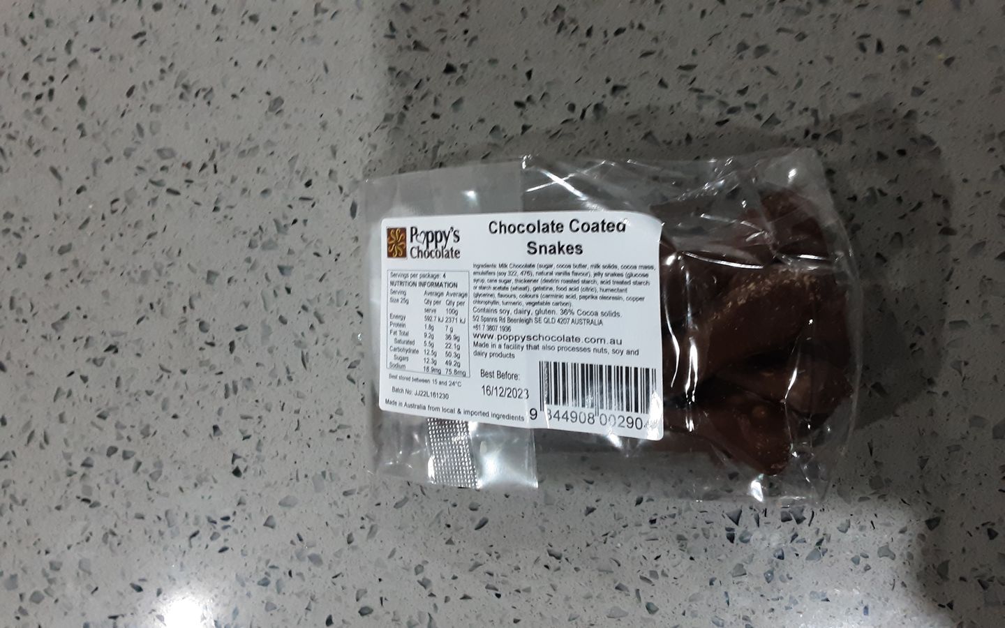 Customer photo review of Milk Chocolate Coated Snakes 100g