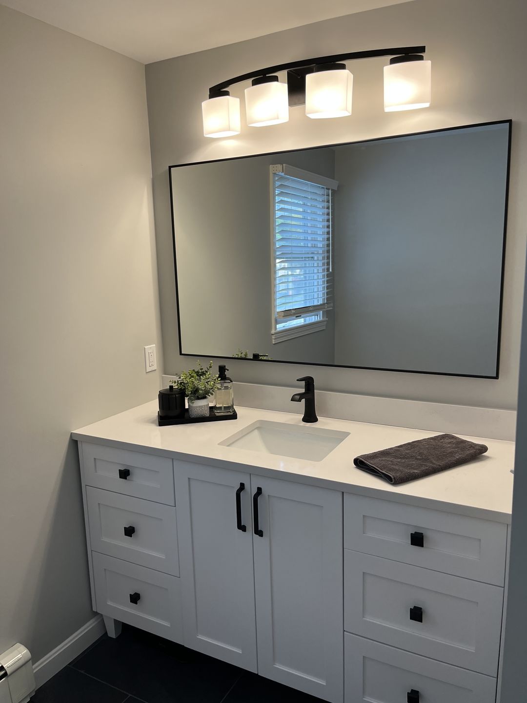Customer photo review of Bridgeport 60" Satin White Bathroom Vanity