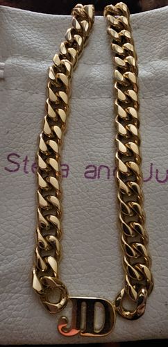 Customer photo review of Double Initial with Stainless Steel Cuban Chain