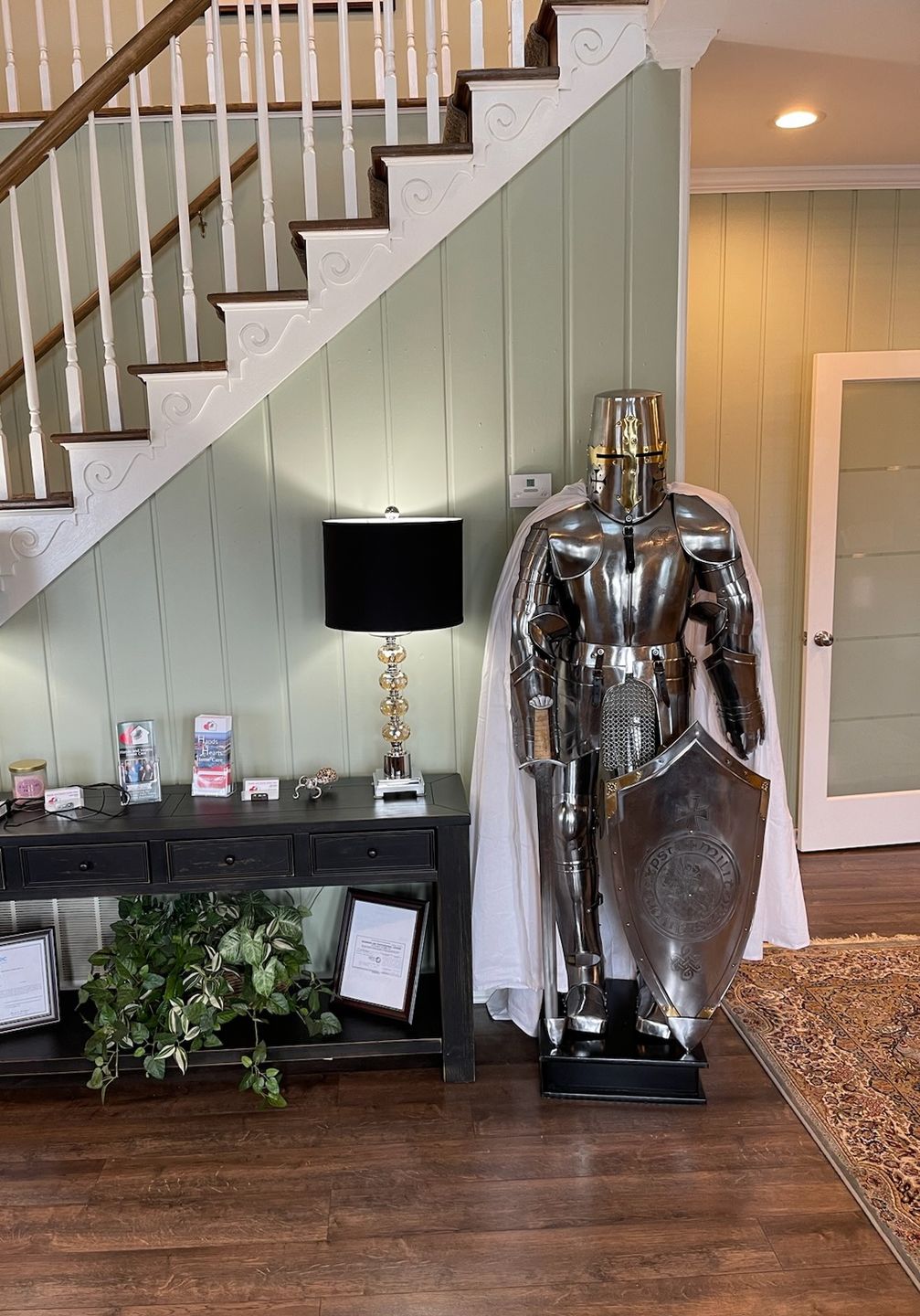 Customer photo review of Medieval Knights Templar Armor Suit, Full Steel Templar body Suit fully Wearable.