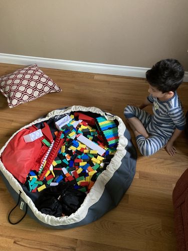 Customer photo review of Large Toy Storage Bag - Seattle Gray