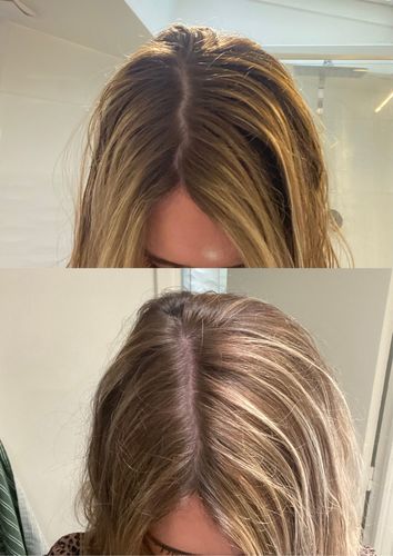 Customer photo review of Notre soin éclaircissant pour des cheveux rayonnants en moins de 5 minutes