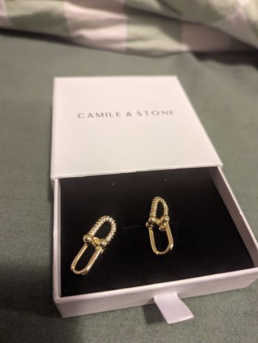 Customer photo review of Isabella Pave U Link Earrings
