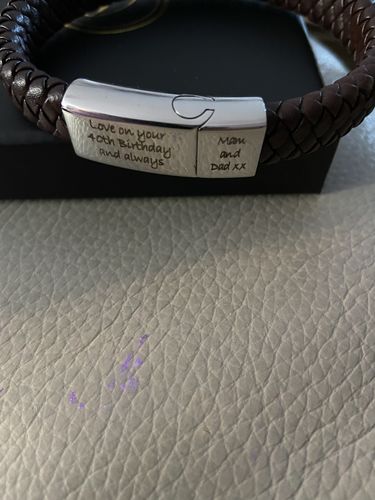 Customer photo review of Men's Personalised Message Bracelet