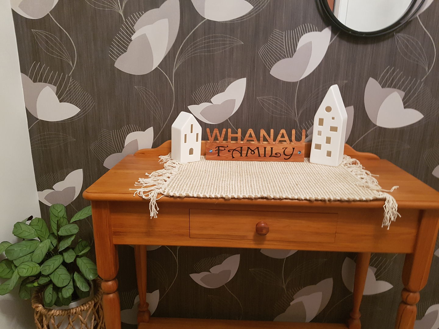 Customer photo review of Rimu and Paua Shell Whanau Family Wall Art