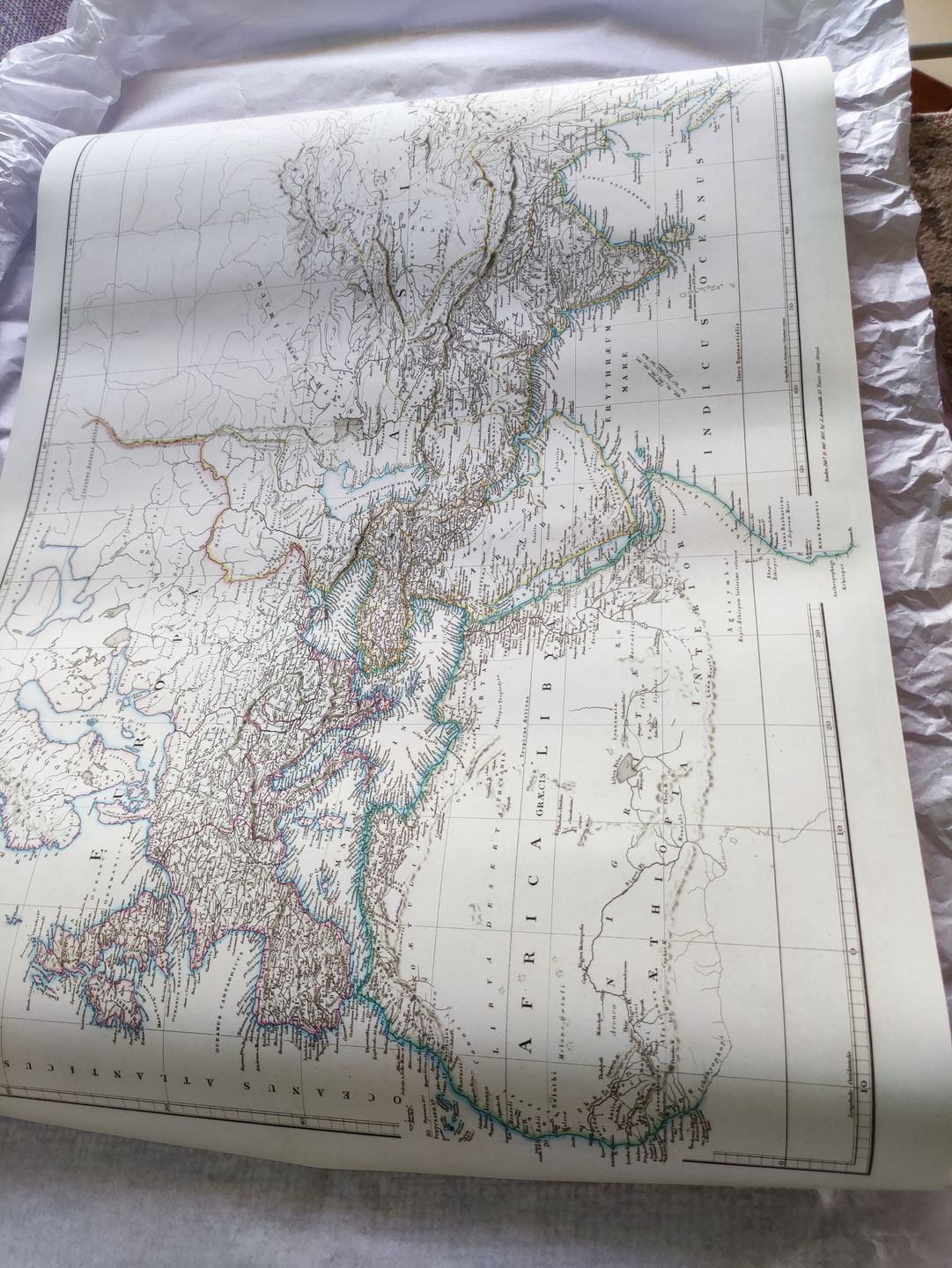 Customer photo review of Old Map of the Ancient World by Arrowsmith, 1822 - Medieval Europe, Middle East, Africa - Orbis Veteribus Notus