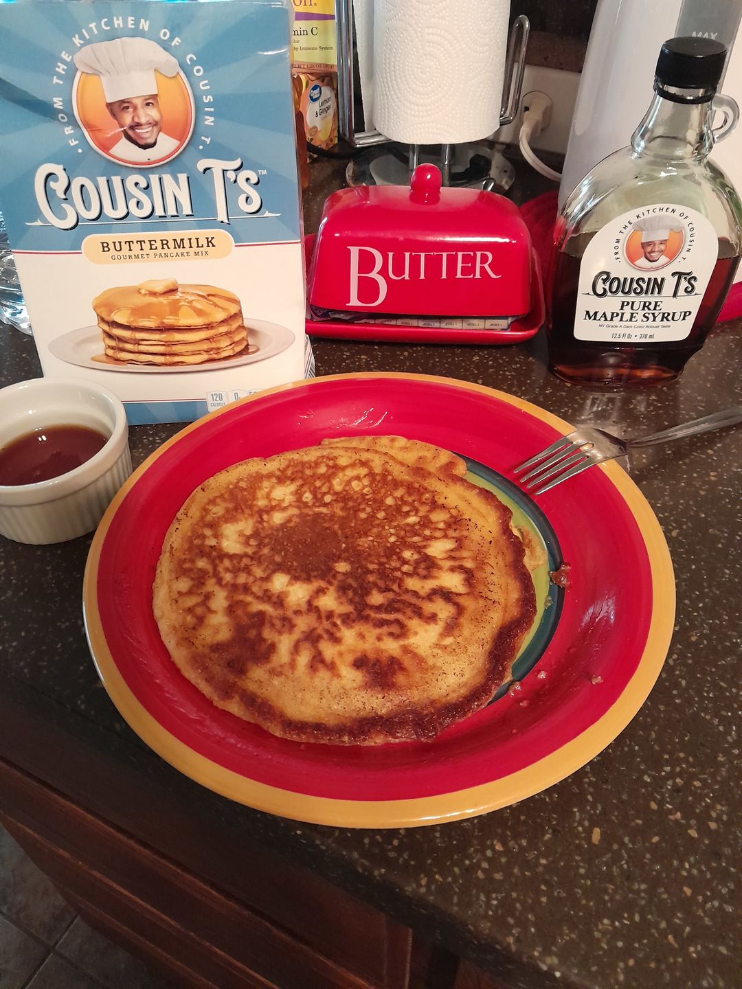 Customer photo review of Cousin T's Maple Syrup & 2 Pack Pancake Mix Bundle