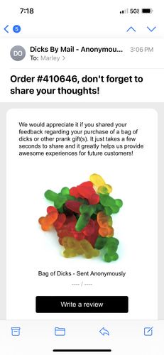 Customer photo review of Bag of Dicks - Sent Anonymously
