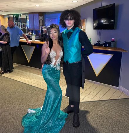 Customer photo review of Teal Green Metallic Lurex