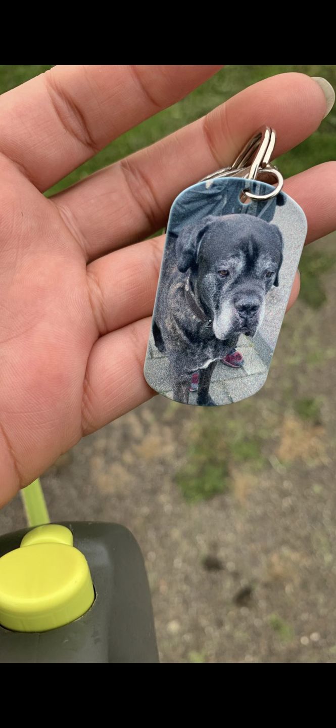 Customer photo review of Voor altijd in mijn hart  - Gepersonaliseerde Dog Tag Sleutelhanger