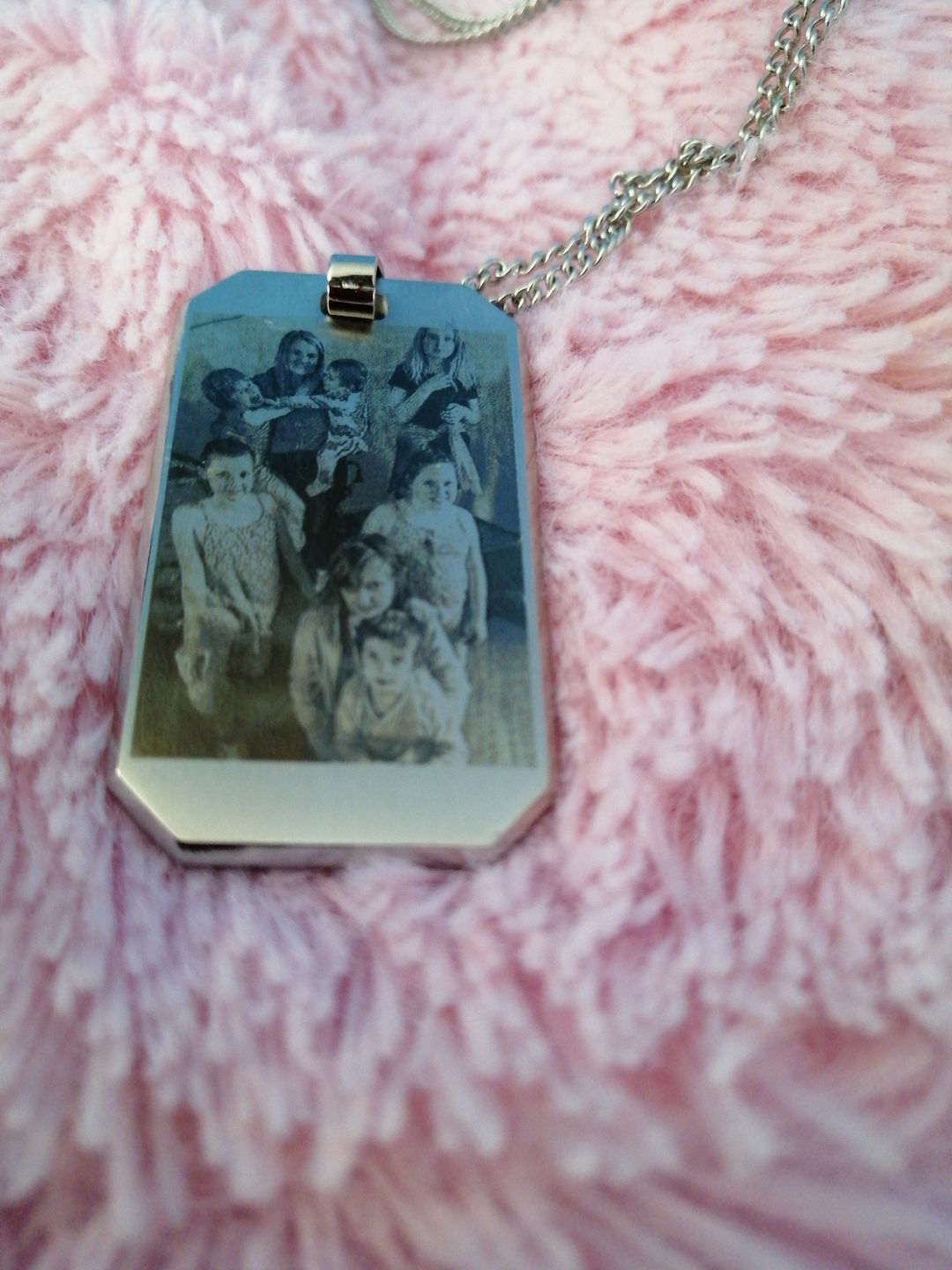 Customer photo review of NZ Made Personalised Custom Photo & Text Necklace