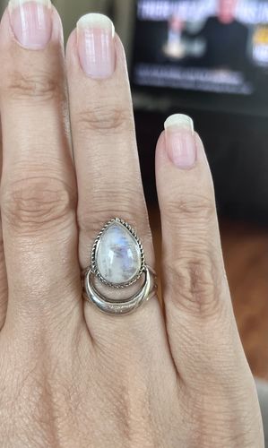Customer photo review of Sterling Silver Crescent Moon Moonstone Ring