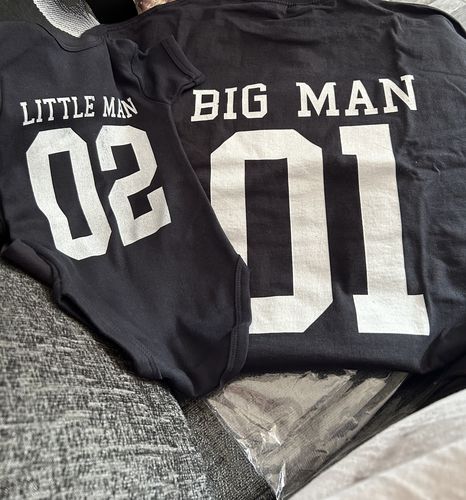 Customer photo review of Big Man/Little Man Dad & Son Matching Tee & Bodysuit (MRK X)