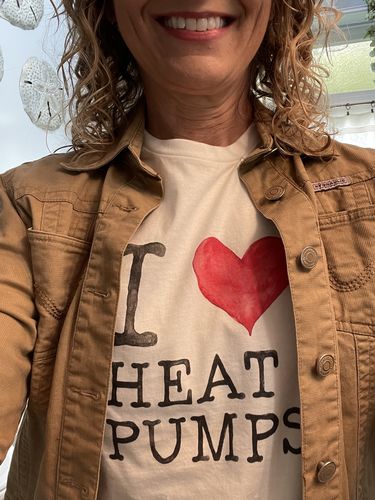 Customer photo review of I Heart Heat Pumps Unisex Climate T-Shirt