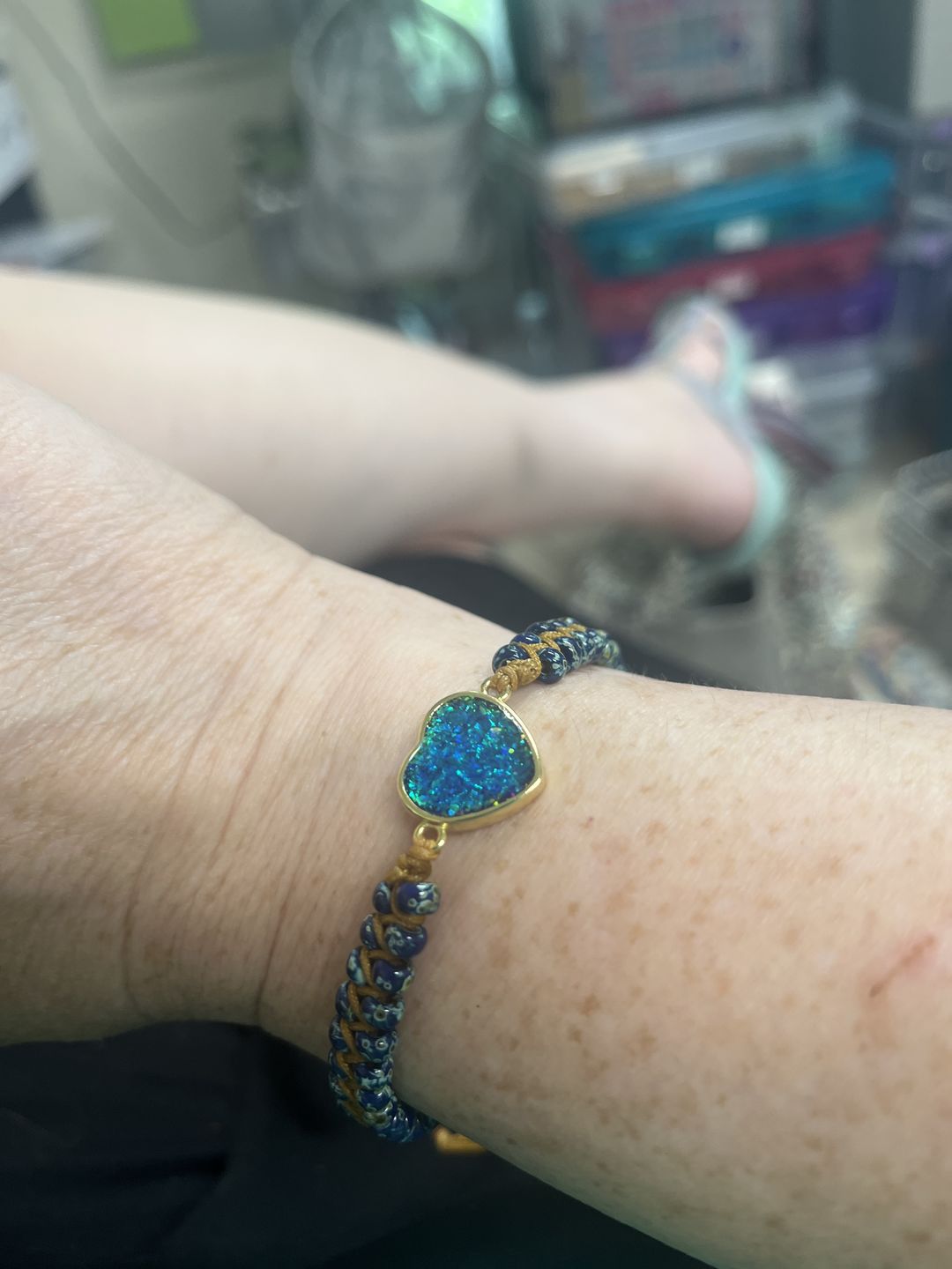 Customer photo review of Everlasting Friendship Opal Heart Bracelet