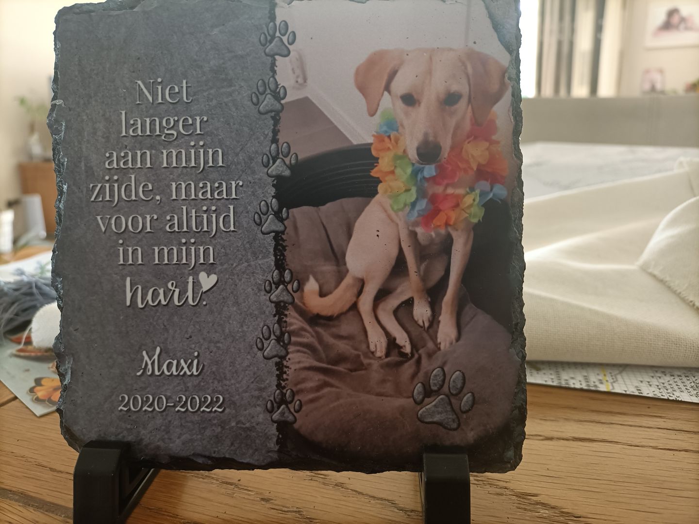 Customer photo review of Voor altijd in het hart - Gepersonaliseerde leisteen