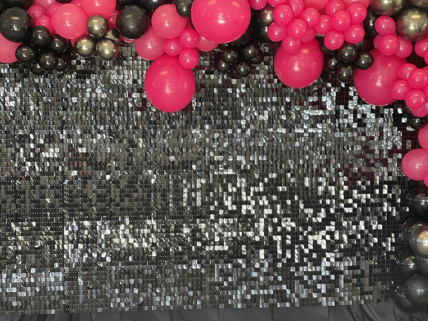 Customer photo review of Black Shimmer Wall Panels – Easy Setup Wedding/Event/Theme Party Decorations