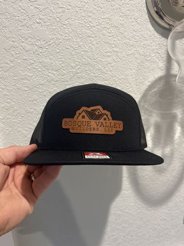 Customer photo review of Flat Bill Seven-Panel Leather Patch Hat - Richardson 168