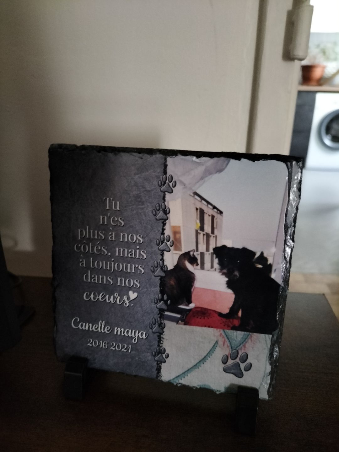Customer photo review of Toujours dans mon cœur - Plaque d'ardoise personnalisée