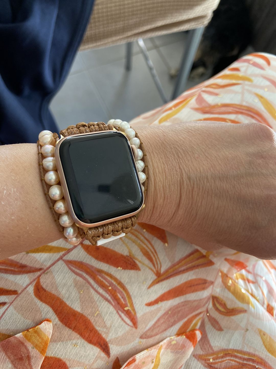 Customer photo review of Graceful Freshwater Pearl Apple Watch Strap