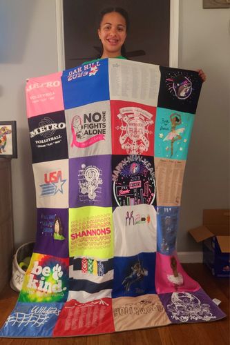 T-shirt quilt featuring volleyball team by McKayla from IN