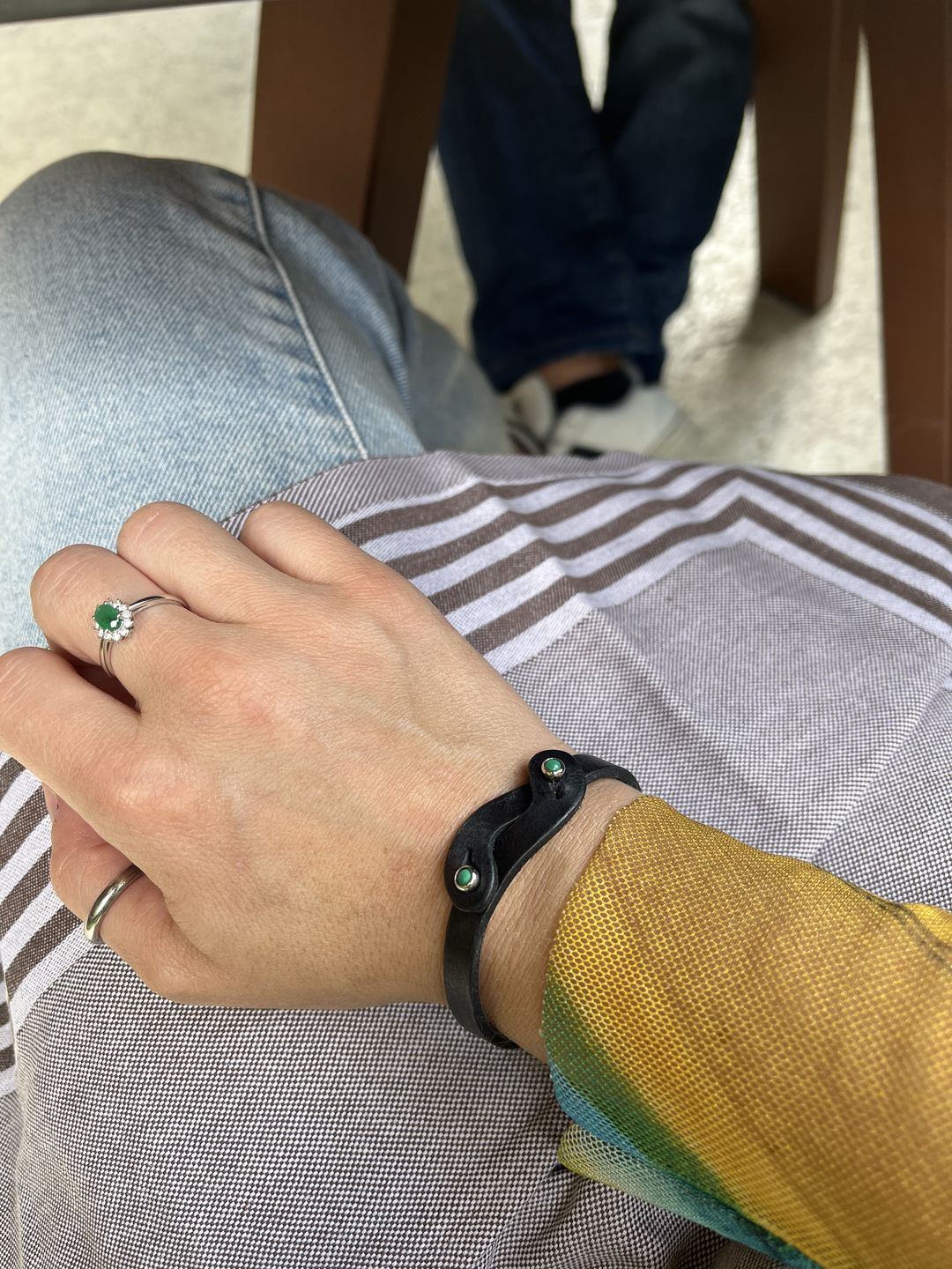 Customer photo review of Bracciale pelle Noi Malachite Tulsi