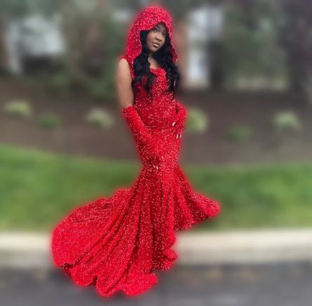 Customer photo review of Red Sequin on Velvet