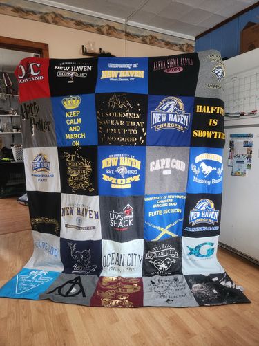 T-shirt quilt featuring new haven chargers by Lauren from CT