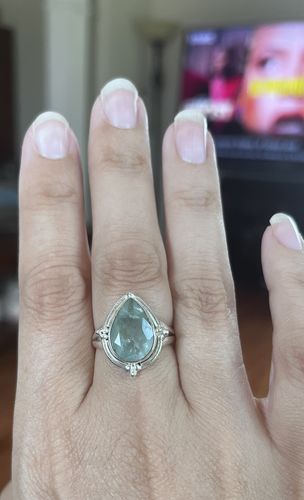 Customer photo review of Teardrop Aquamarine Ring Sterling Silver