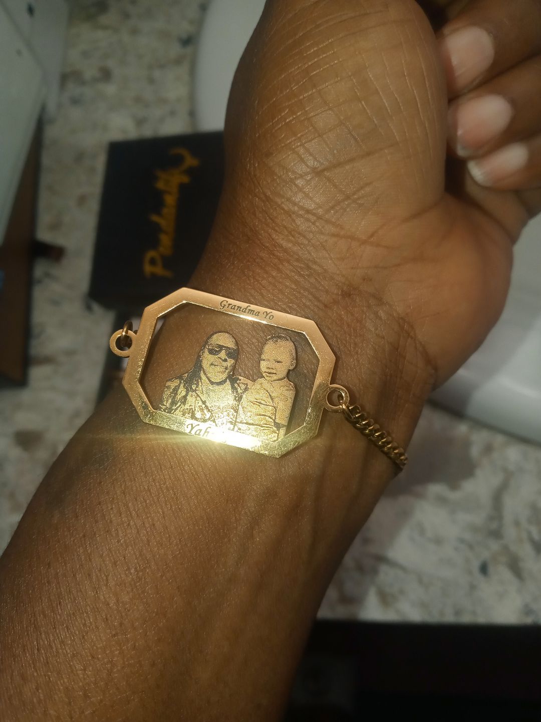 Customer photo review of Unisex Photo Bracelets Octagon Chain Link