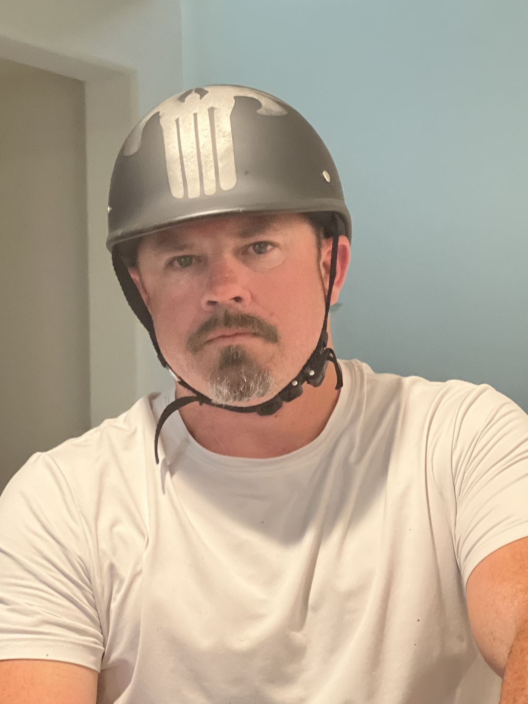 Customer photo review of Low Profile Reversible DOT Polo Helmet / Punisher