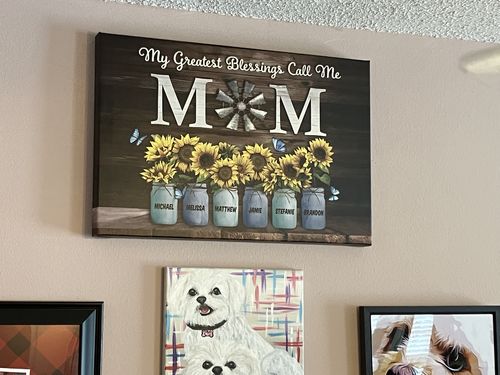 Customer photo review of My Greatest Blessings Call Me Mom Custom Names Canvas