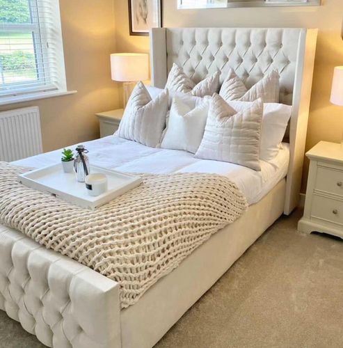 Customer photo review of Elle Chesterfield Upholstered Winged Bed Frame