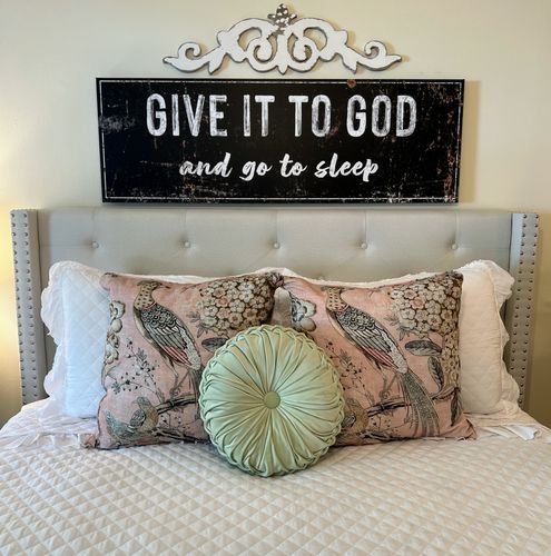 Customer photo review of Give It To God And Go To Sleep Rustic Sign