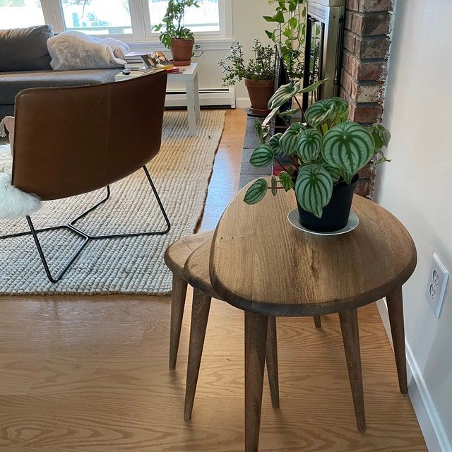 Customer photo review of Ercol Style Solid Walnut Set of Three Nesting Table