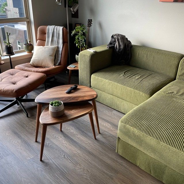 Customer photo review of Ercol Style Solid Walnut Set of Three Nesting Table