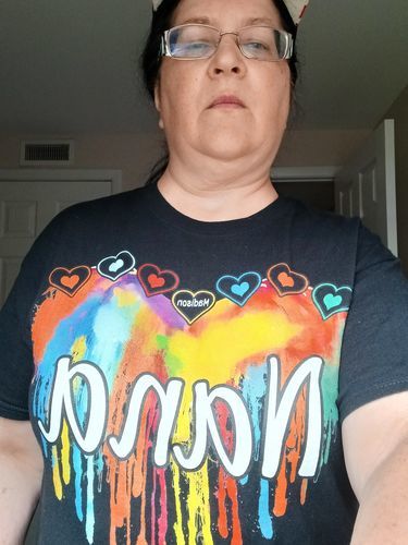 Customer photo review of Grandma Melting Colorful Heart Personalized Shirt