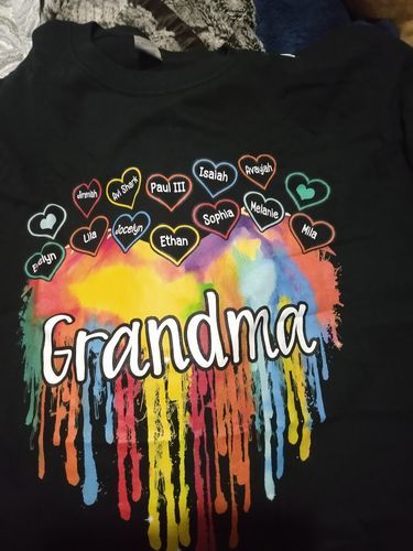 Customer photo review of Grandma Melting Colorful Heart Personalized Shirt