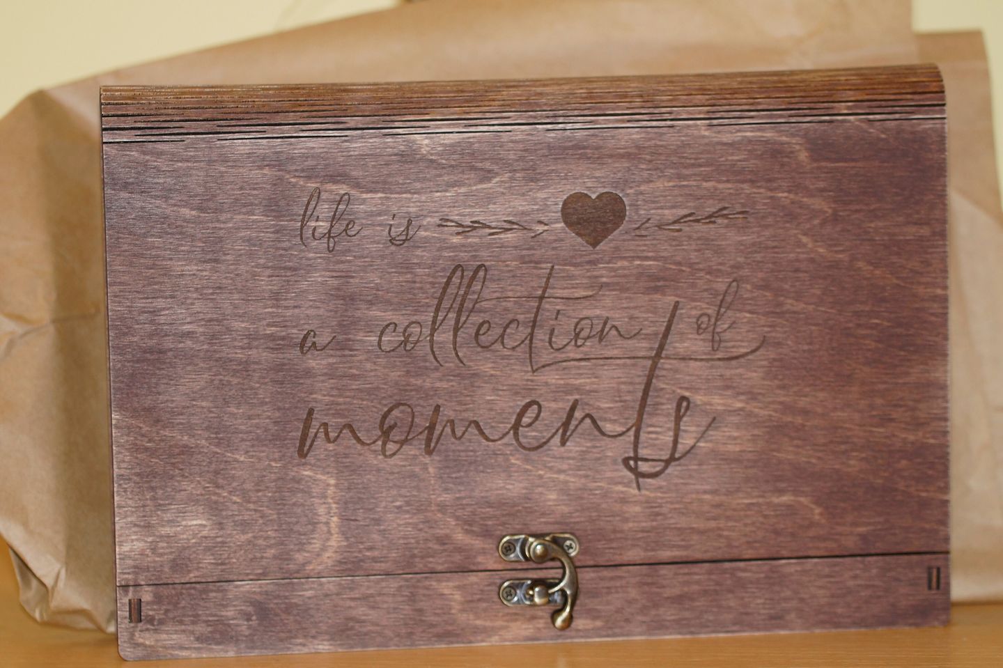 Customer photo review of Wedding Photo Box Wooden Memory Print Box