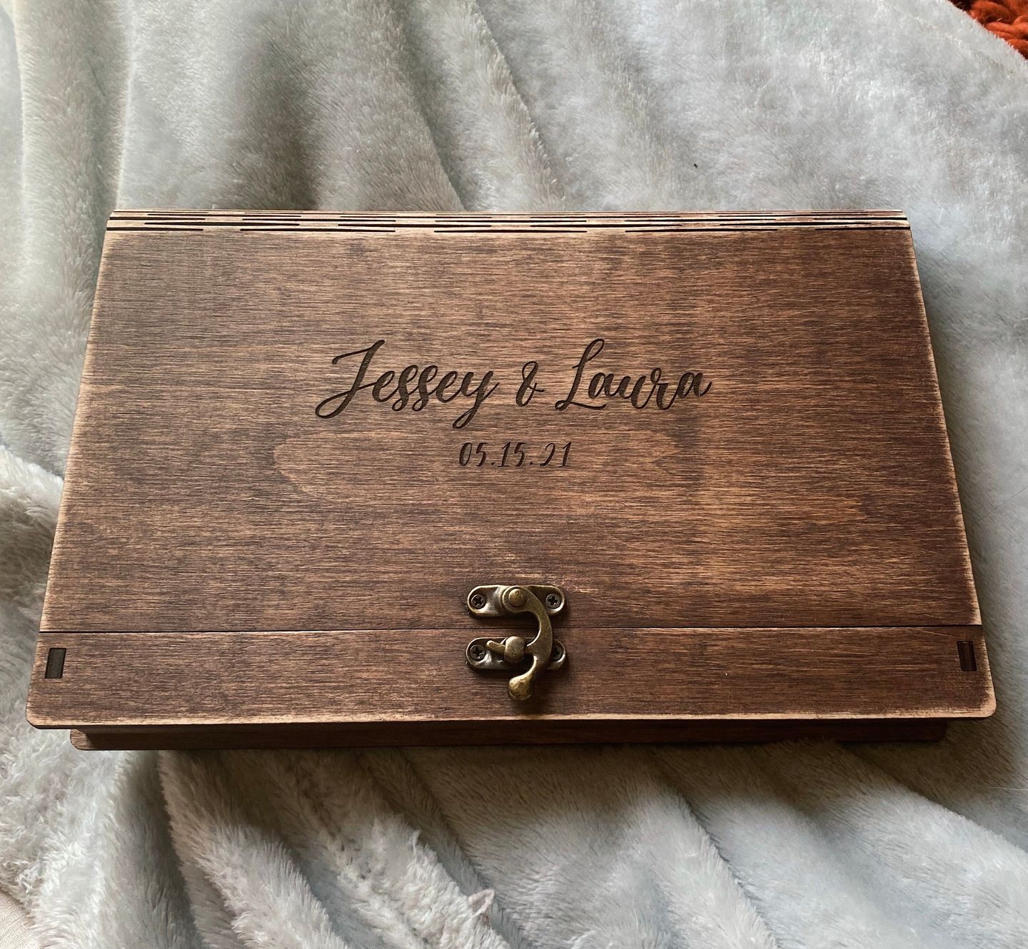 Customer photo review of Wedding Photo Box Wooden Memory Print Box