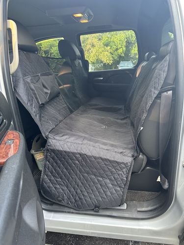 Customer photo review of Waterproof Non-Slip Car Seat Hammock Cover With Pockets, Side Flaps, Headrest Straps, Seat-Anchors, & Mesh Window (+FREE SAFETY BELT!)