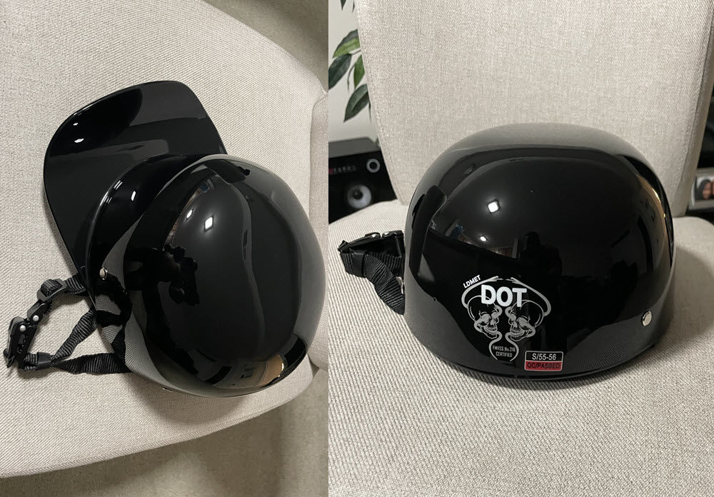 Customer photo review of Baseball Cap DOT Motorcycle Helmet / Gloss Black