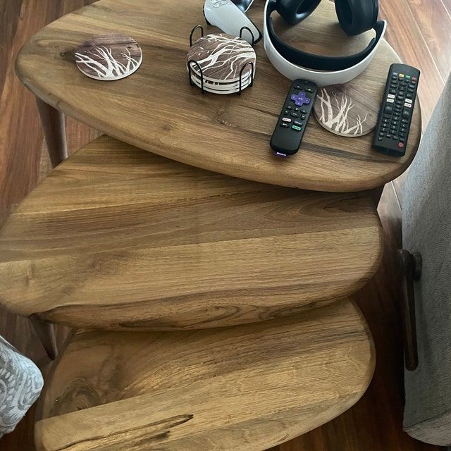 Customer photo review of Ercol Style Solid Walnut Set of Three Nesting Table