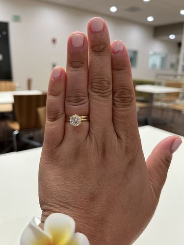 Customer photo review of Louily Classic Round Cut Solitaire Engagement Ring In Sterling Silver