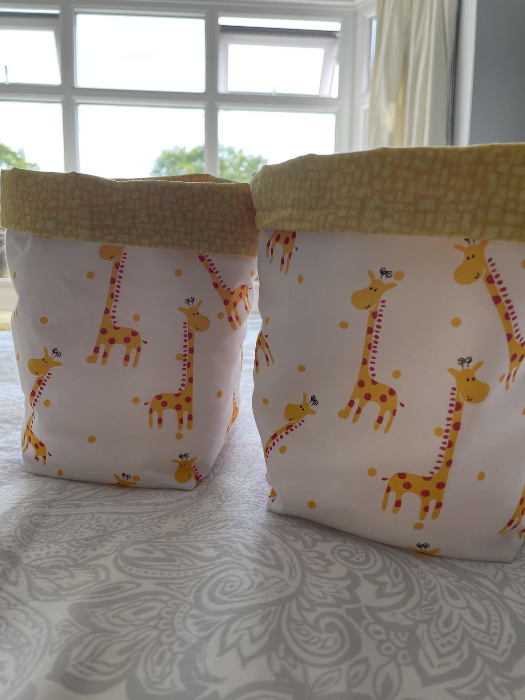 Customer photo review of Giraffes on White Polycotton Fabric